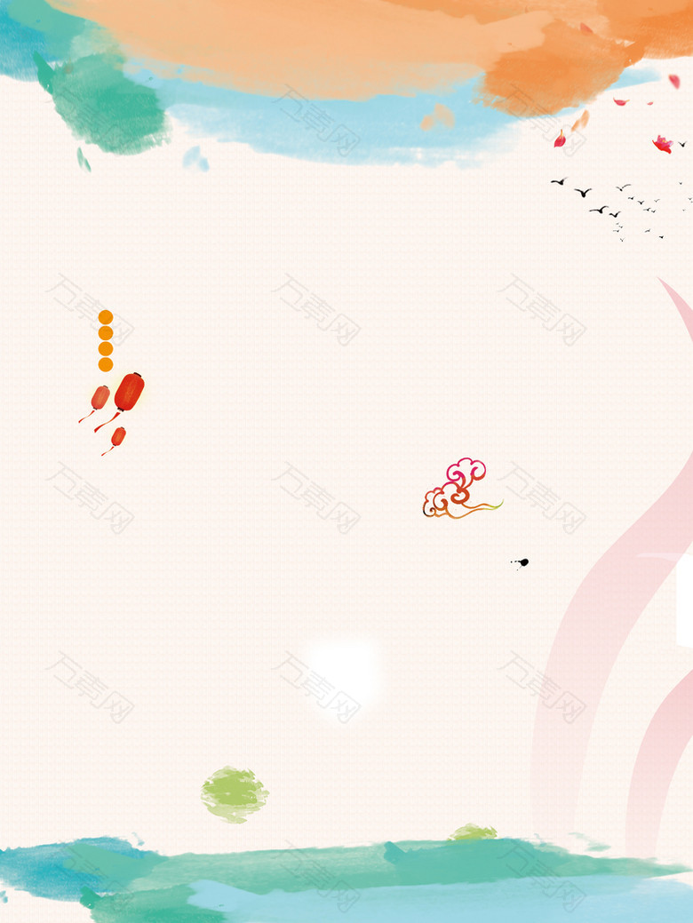 中国风水墨画柔和清明时节海报背景素材