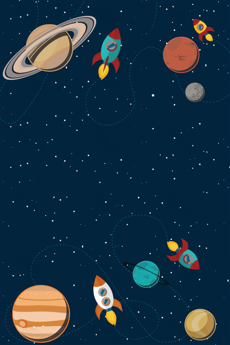深色星空火箭宇宙平面广告