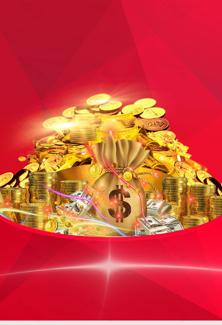 红色黄金投资招商财富金融海报背景素材