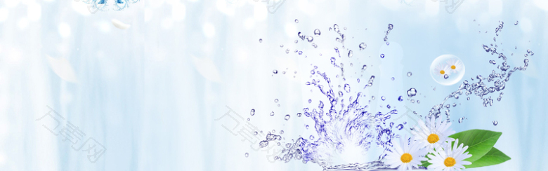 水花水纹大气清新蓝色淘宝海报背景