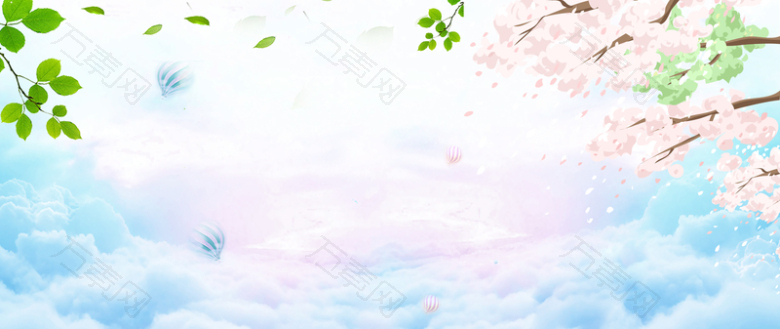 天猫清凉夏日服装618促销花草背景