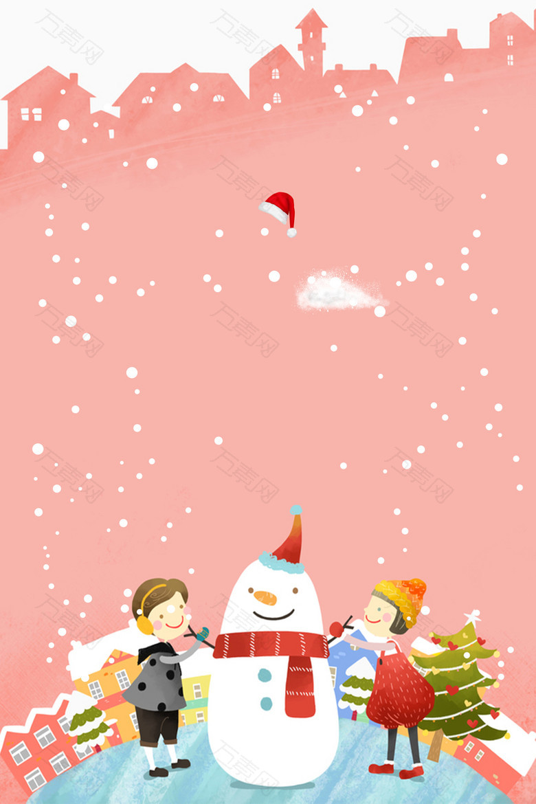 文艺圣诞节简约雪地粉色banner