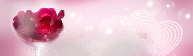 爱情浪漫红酒玫瑰花背景banner