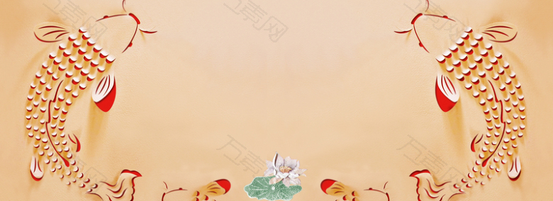 剪纸简约中国风黄色banner背景