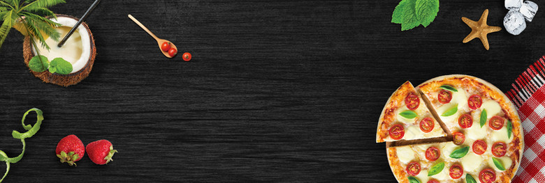 黑色文艺美食食品披萨淘宝banner