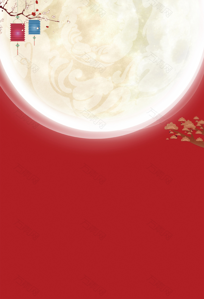 中秋节简约月亮红色banner