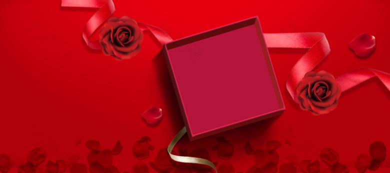 七夕节情人节浪漫唯美红色banner