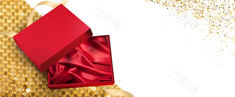 金色底纹红色礼盒banner