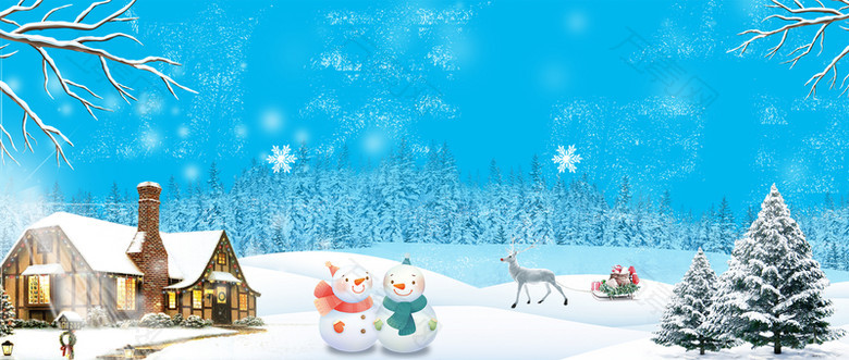 雪花小清新简约文艺蓝色banner