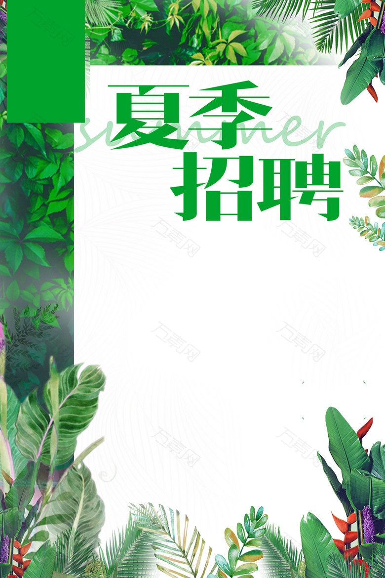 绿色草木阳光夏季招聘背景