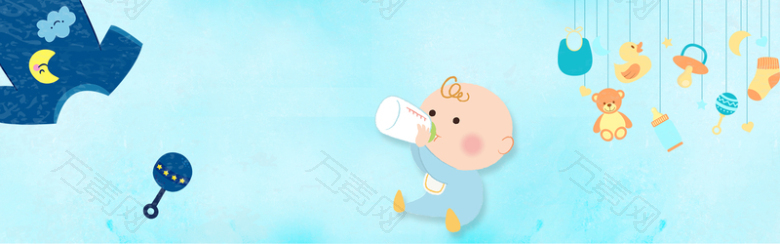 蓝色手绘卡通母婴可爱促销banner