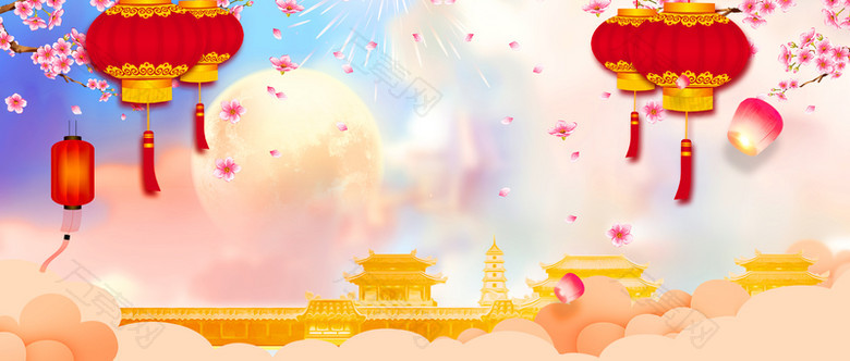 新年吉祥红灯笼梦幻背景