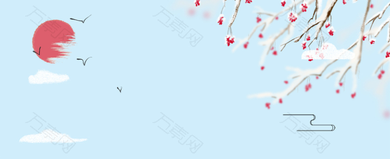 冬季腊梅小清新卡通蓝色banner
