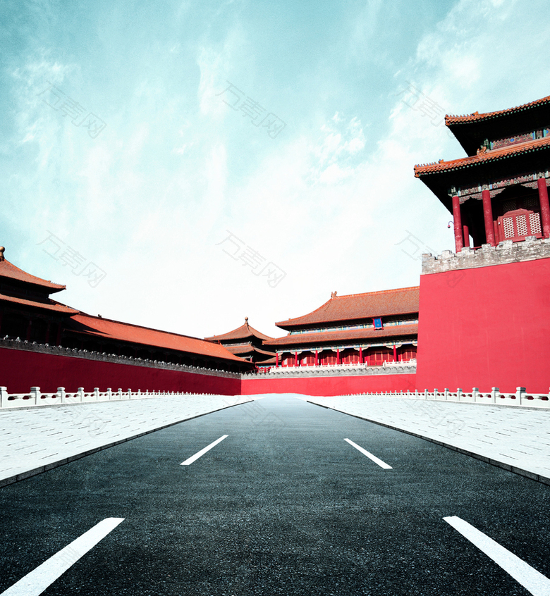 故宫风景城墙路面古风背景素材