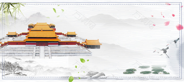 中国风水墨国庆双节促销banner