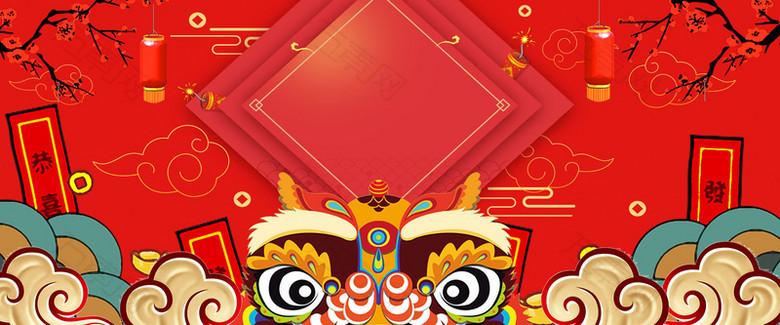 中国风红色背景全屏海报psd模板banner