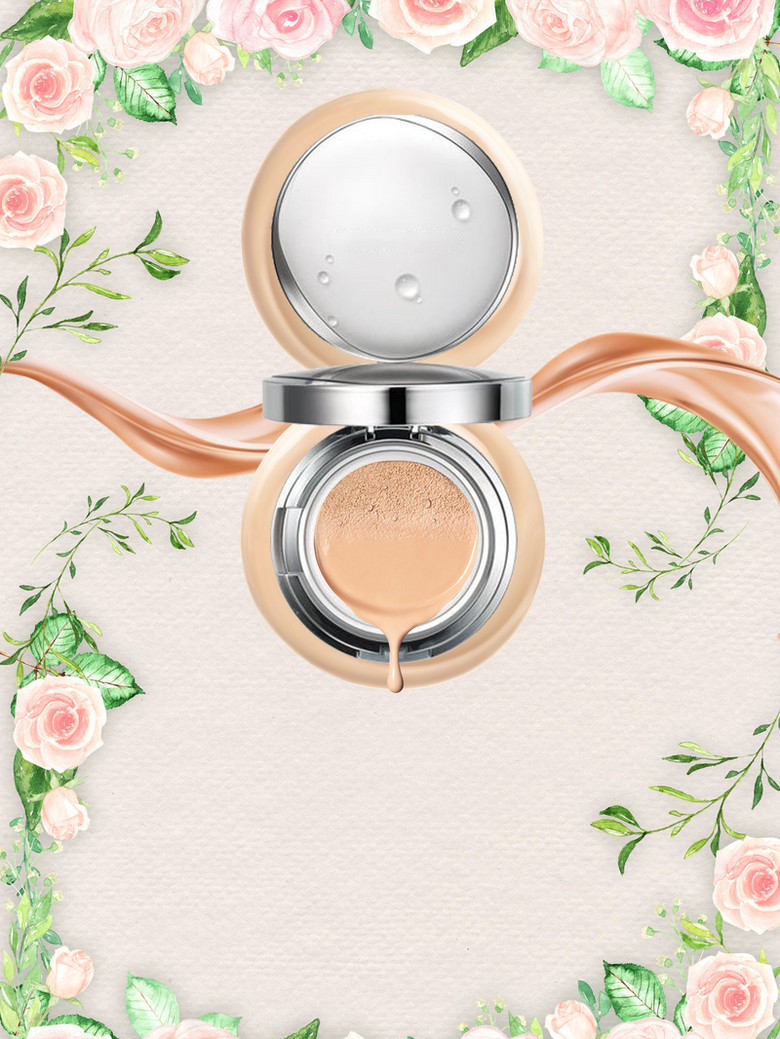 唯美清新花卉化妆品气垫bb霜海报背景素材