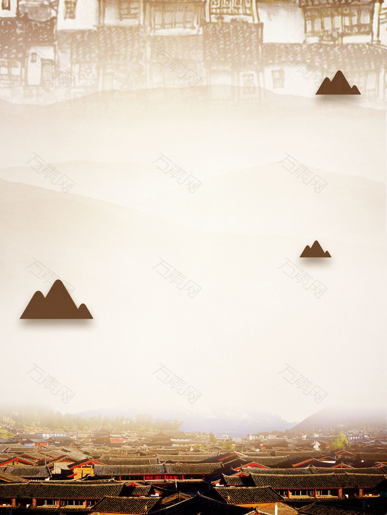 中国风传统建筑广告背景