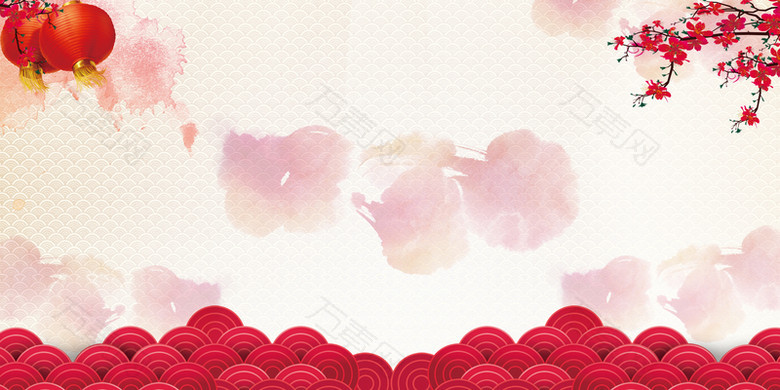 2018狗年红色中国风梅花banner