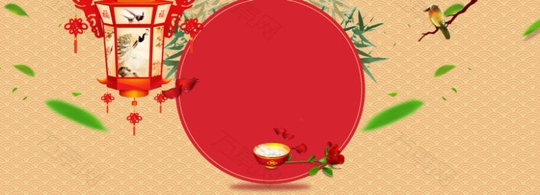 元宵纹理简约棕色banner背景