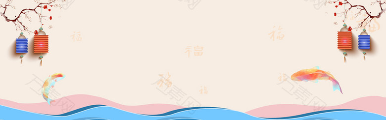 中国风春节黄色电商海报背景