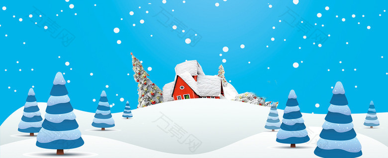 圣诞节卡通雪花蓝色banner