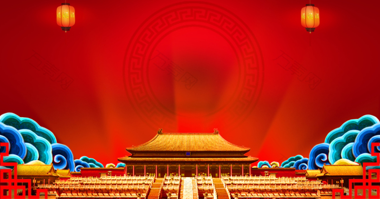 红色中国风展板背景