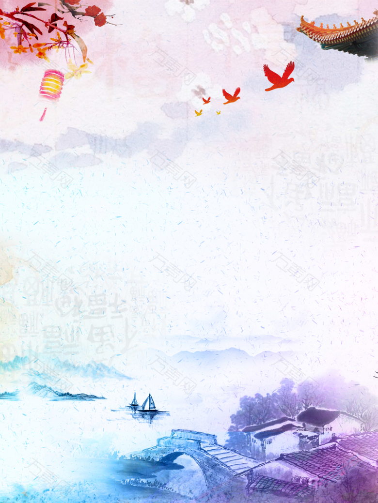水彩中国风背景素材