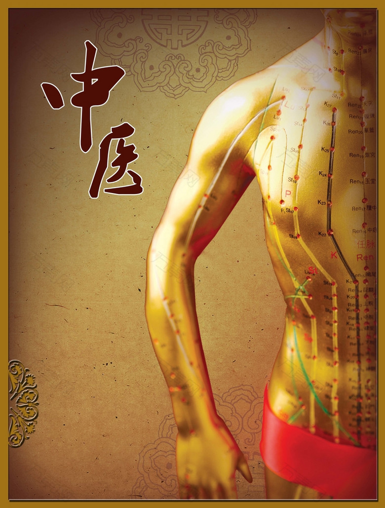 中医养生中国风人体经络展板背景