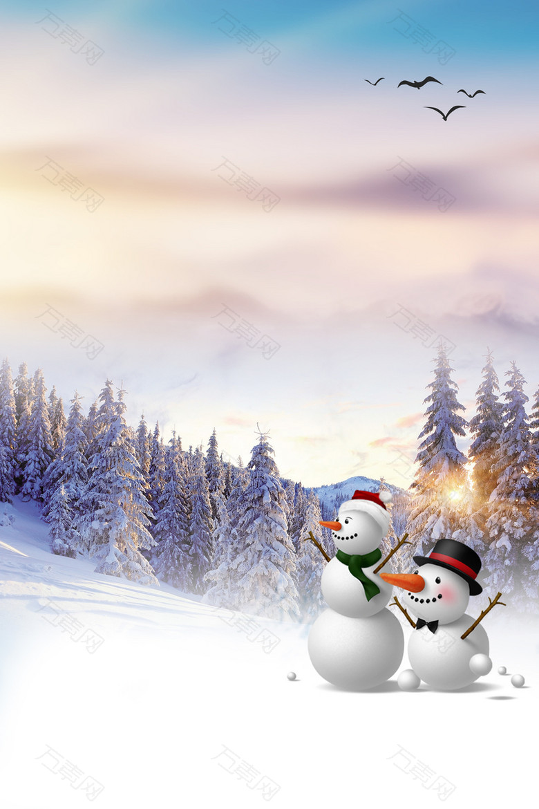 唯美雪景卡通景色banner