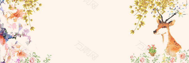 秋季上新小鹿手绘橙色背景