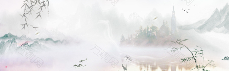 中国风山水写意花鸟banner