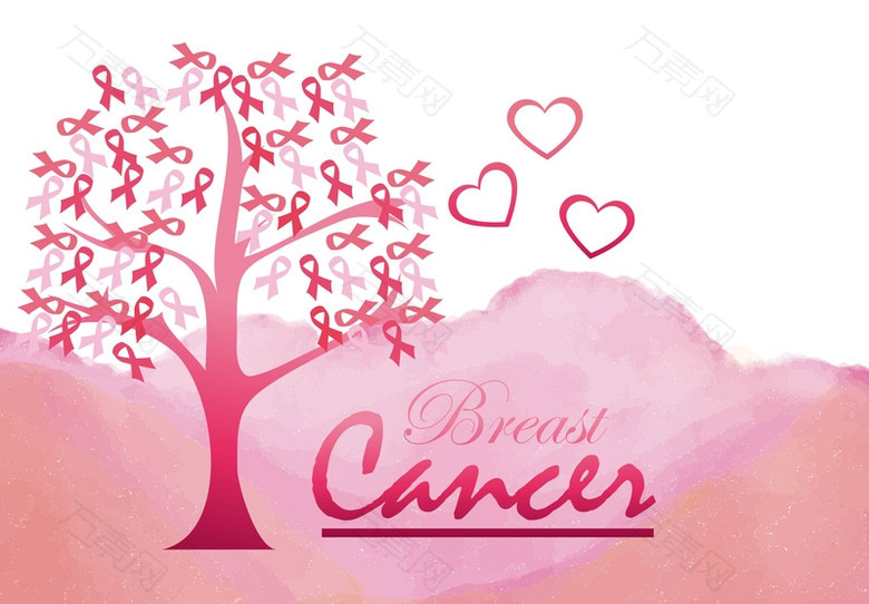 矢量粉色女性乳腺癌健康宣传背景