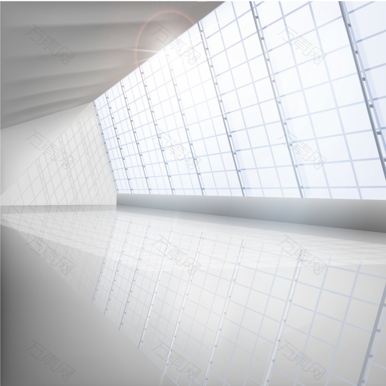 3D简约玻璃窗空间背景