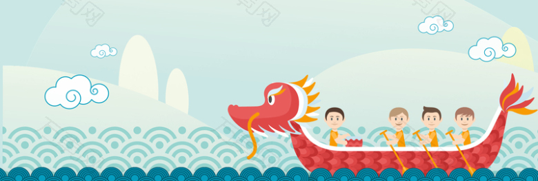 端午节卡通童趣手绘banner