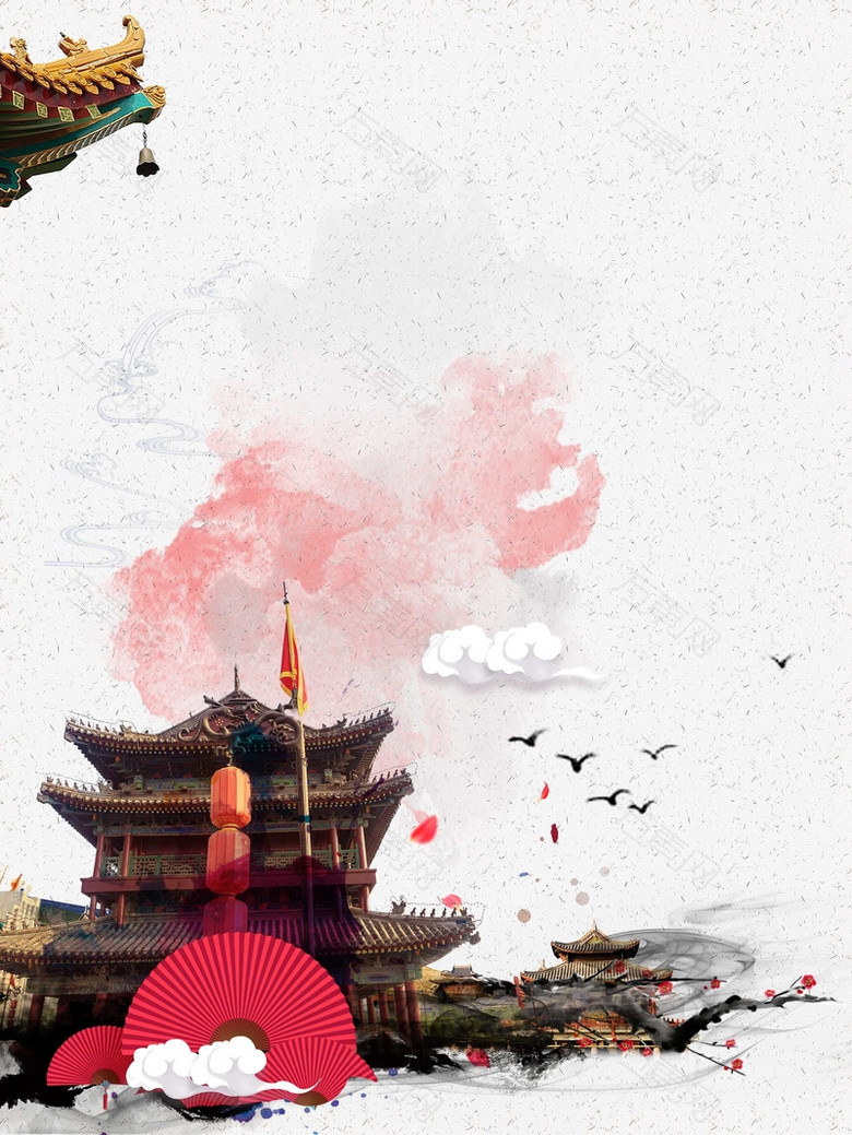 中国风传统建筑背景模板