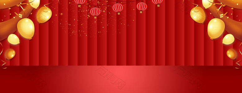 2023兔年吉祥几何灯笼红色背景