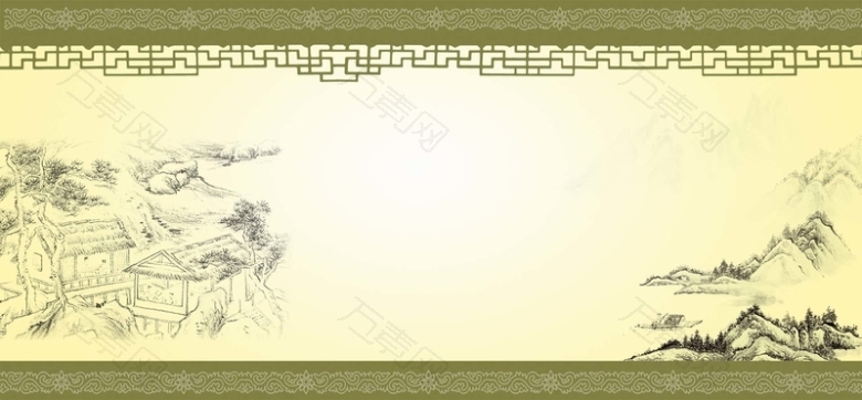 中国风古典山水背景海报banner
