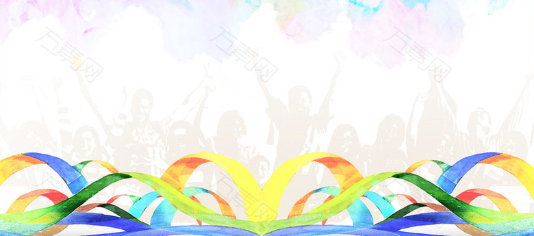 超级大牌狂欢扁平彩带banner