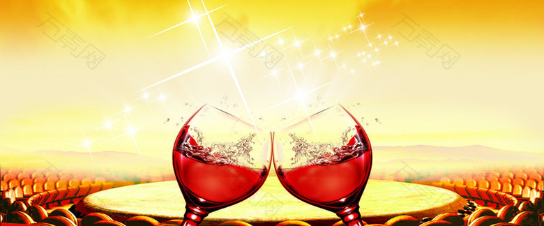 中国风新年干杯红酒背景banner