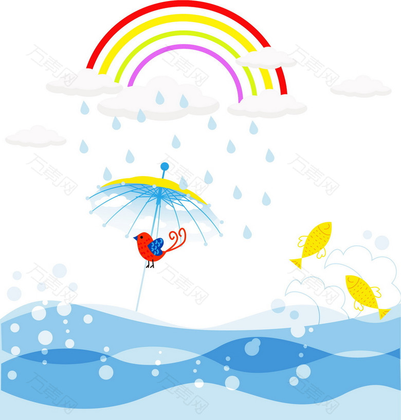 卡通下雨天背景模板