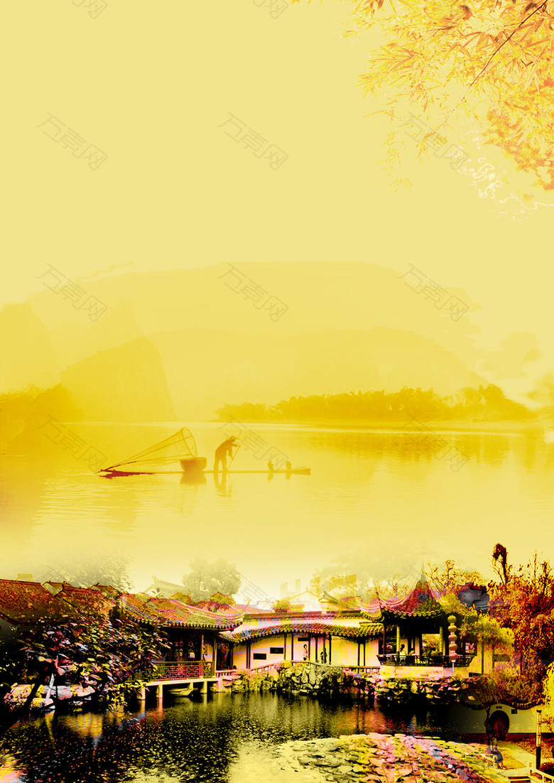 风华正茂之华东五市旅游海报背景素材