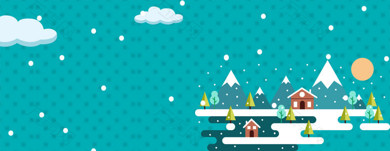 小雪文艺雪景蓝色banner