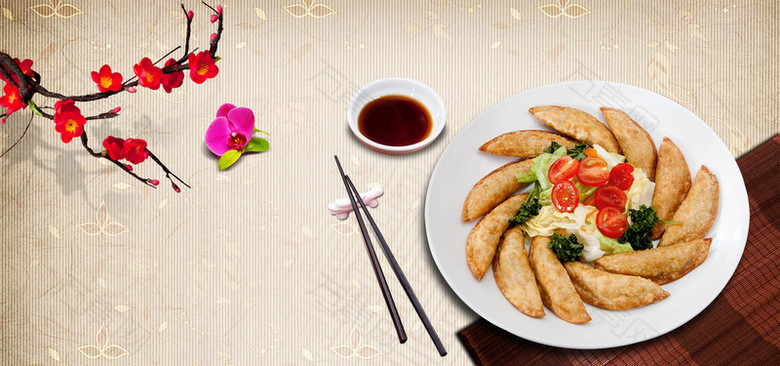糕点美食美食节中国风展板油炸鬼海报banner517吃货节