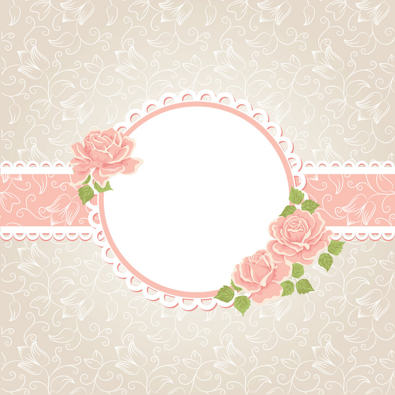 蕾丝边文艺花朵边框背景素材