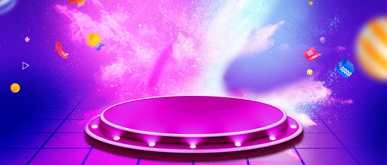 火拼双11质感彩球紫色banner