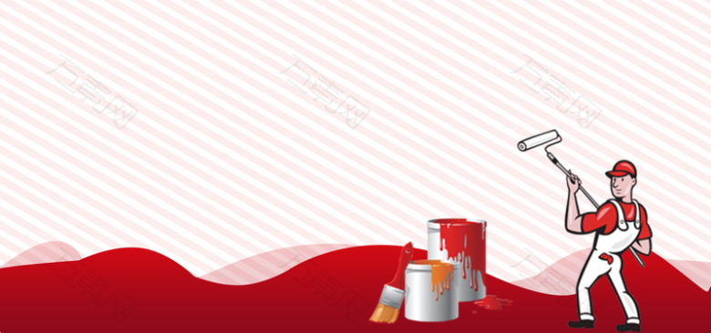 家装扁平几何红色banner背景