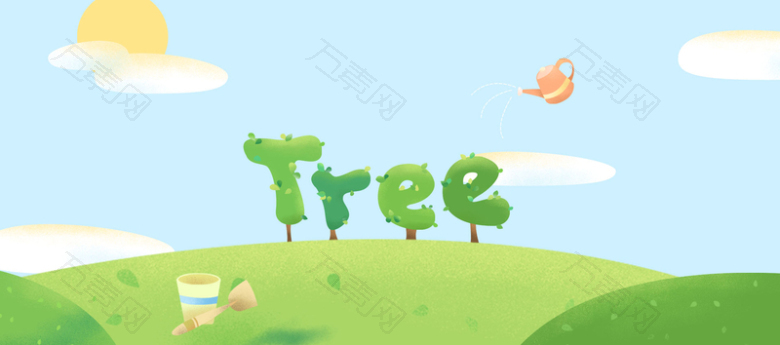 植树节绿色卡通可爱banner