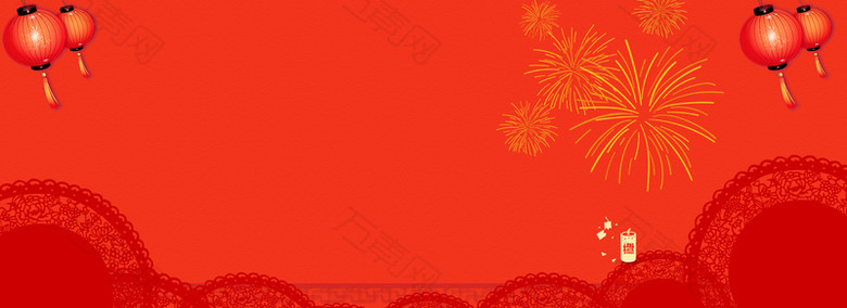 红色喜庆新年春节元宵烟花电商海报背景
