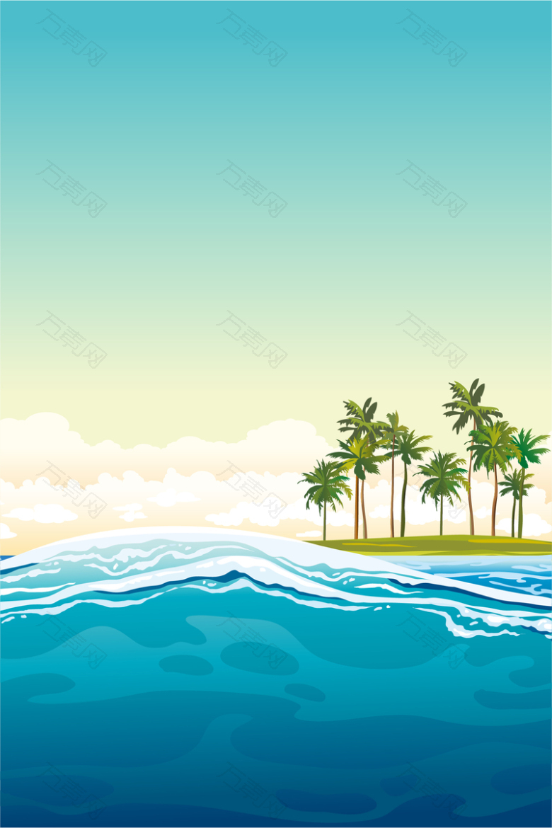 夏天海边旅游促销背景